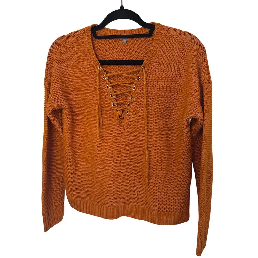 Womans charlotte russe orange waffle knit sweater size small